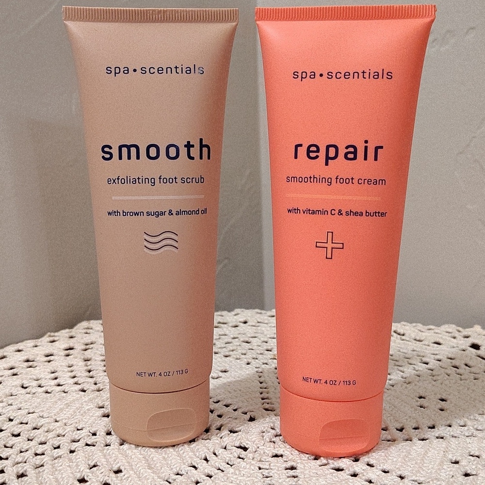 Spa Scentials Foot Care Set - Repair Cream & Smooth Foot Scrub NEW SEALED